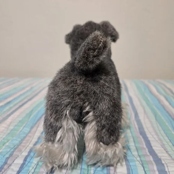 Terrier Dog Gray & White Plush Schnauzer Stuffed Animal - Picture 5 of 5